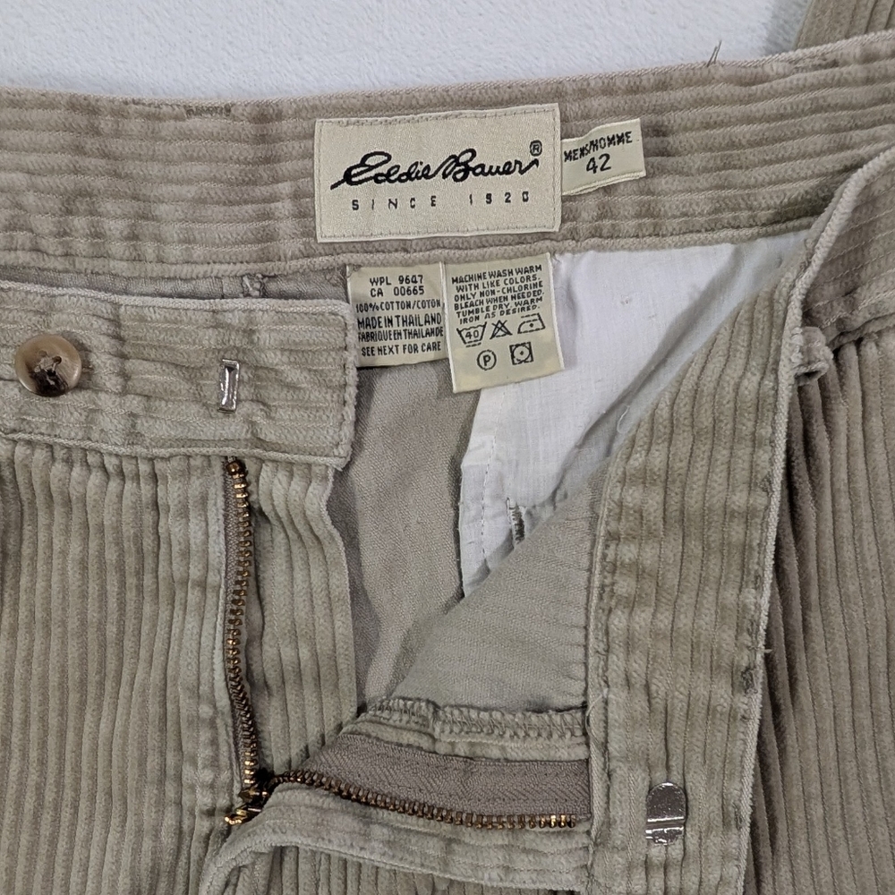 VTG Eddie Bauer Tan Corduroy Pants |‎ Y2K Khaki Workwear Skater Gorpcore 42x32 - Picture 4 of 10